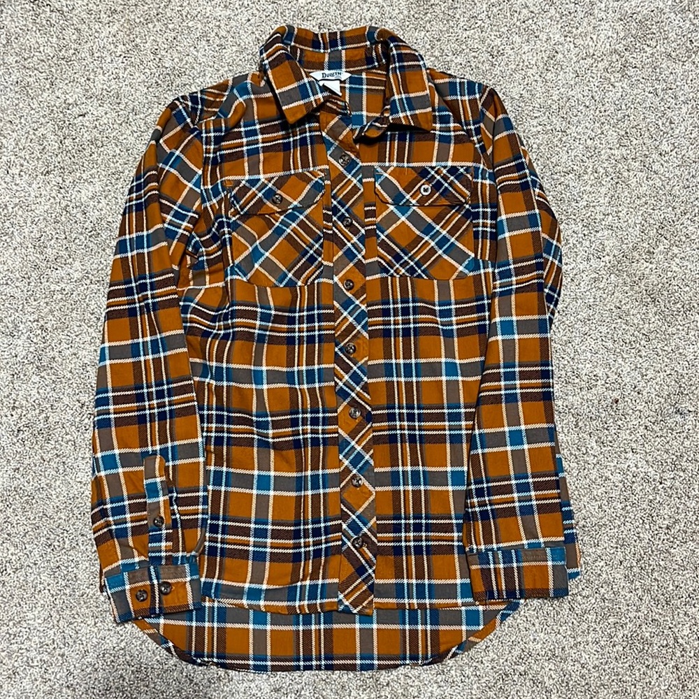 Duluth trading plaid heavy duty flannel button down top. Size small.